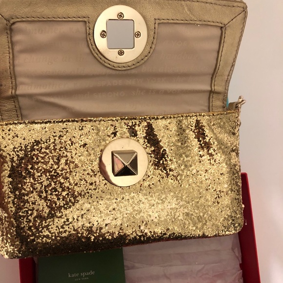 Kate Spade Gold Sparkle Clutch/Crossbody - Picture 5 of 6